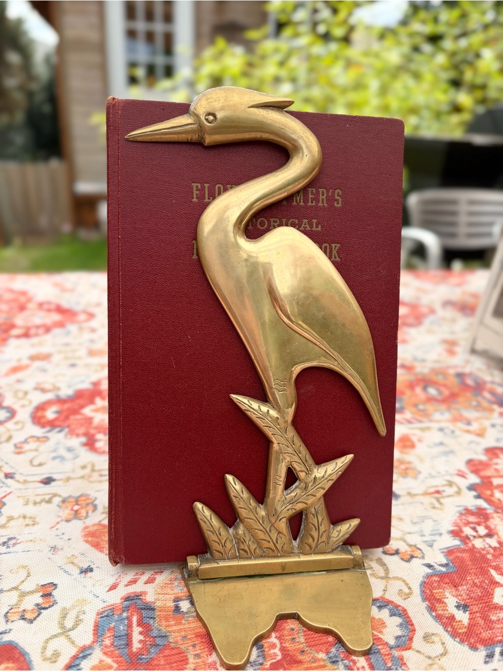 Brass Gold Crane Bird Bookend 3D Effect Accent Decor Folding